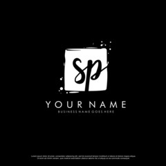 S P SP initial square logo template vector