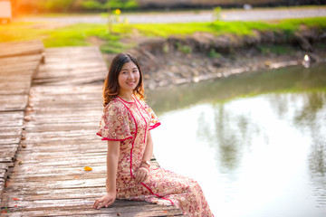 Portrait Of Asian young cute Woman Smiling