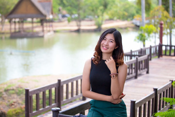 Portrait Of Asian young cute Woman Smiling