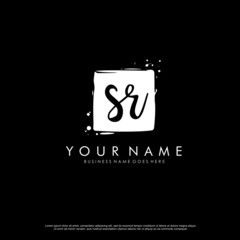 S R SR initial square logo template vector
