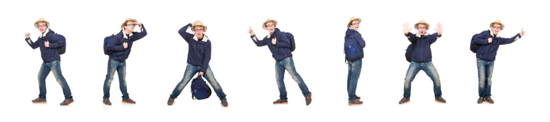 Funny student wearing safari hat