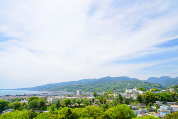 Fototapeta na wymiar 小田原城から見える南西方向の風景（神奈川県小田原市）