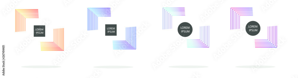 Poster modern geometric badges set. colorful vector gradient shapes composition. trendy minimal design. 3d 