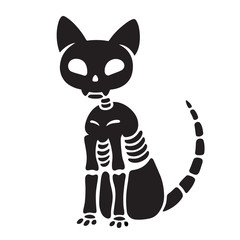 Fototapeta na wymiar Halloween cat skeleton