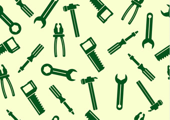 Construction tools vector icons seamless pattern. Hand-made equipment background in flat style.