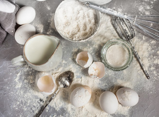 Ingredients for baking on the table