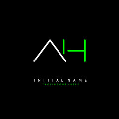 Initial A H AH minimalist modern logo identity vector