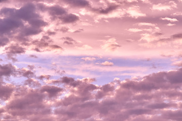 Naklejka na ściany i meble Pink sunset sky. Beautiful sky.