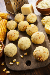 Cheese balls made with corn flour on the table