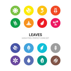 16 leaves vector icons set included leaf, leaf, leaf, icons