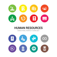 16 human resources vector icons set included hourglass, human resources, humanpictos, hurry, infinite, interview, job, job application, job search, list, loop icons