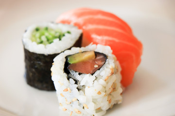 Detail of sushi meal in a dish