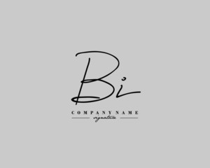 B I BI Signature initial logo template vector