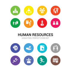 16 human resources vector icons set included date, deadline, decision making, develop, dialogue, due diligence, earnings, emotional intelligence, emotions, employee, exit interview icons