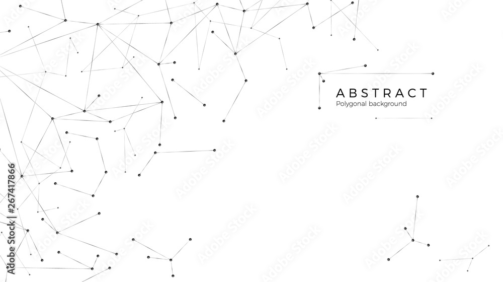 Poster graphic modeling internet or global network. technology background. molecular structure - dots and l