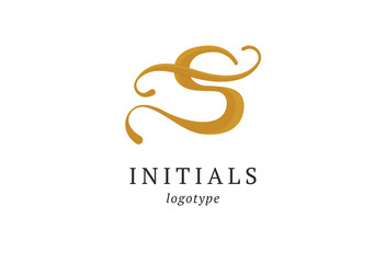 Fototapeta premium Letter S vector logo. Vintage Insignia and Logotype. Business sign, identity, label, badge initials. Monogram design elements, graceful template. Calligraphic elegant logo design