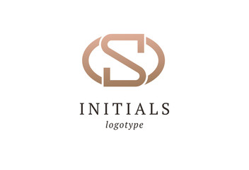 Letter S vector logo. Vintage Insignia and Logotype. Business sign, identity, label, badge initials. Monogram design elements, graceful template. Calligraphic elegant logo design