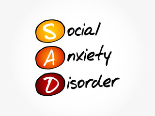 SAD - Social Anxiety Disorder acronym, concept background