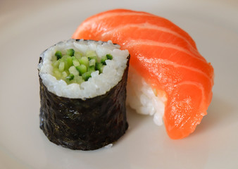 Detail of sushi meal in a dish