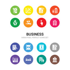 16 business vector icons set included charte institute of purchasing and supply, chartists, chinese walls, city of london, collateral, commercial paper, commodity, competition commission,