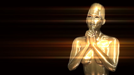 Female model with beautiful golden skin and perfect body