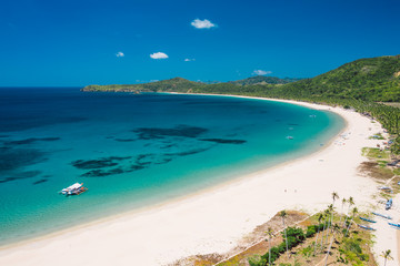 Fototapeta premium Amazing aerial view of Nacpan beach on Palawan, Philippines