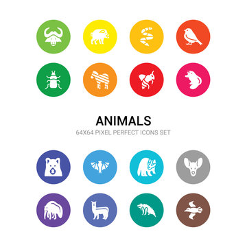 16 animals vector icons set included albatross, alligator, alpaca, anteater, antelope, badger, bat, bear, beaver, bee, zebra icons