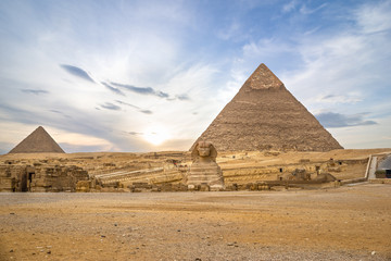 Fototapeta na wymiar Pyramids and Sphinx in Giza