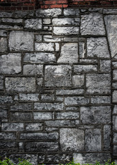 Gray Stone and Red Brick Aged Wall