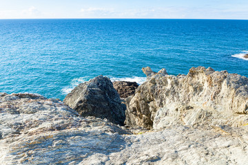 Fototapeta na wymiar The rocks and cliffs in the ocean of the famous island Belle Ile en Mer in France