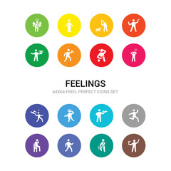 16 feelings vector icons set included accomplished human, aggravated human, alive human, alone amazed amazing amused angry annoyed anxious terrible icons