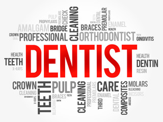 Obraz premium Dentist word cloud collage, health concept background