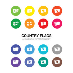 16 country flags vector icons set included france flag, colombia flag, south korea flag, taiwan italy spain germany north korea china thailand georgia icons