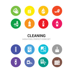 16 cleaning vector icons set included cleaning, cleaning house, products, spray, tools, window, clothes clothes peg, cream, deodorizer, detergent icons