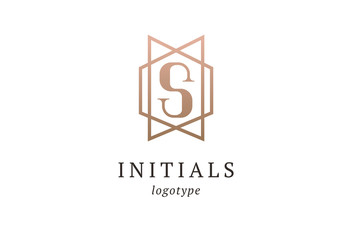 Letter S vector logo. Vintage Insignia and Logotype. Business sign, identity, label, badge initials. Monogram design elements, graceful template. Calligraphic elegant logo design