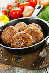 Buckwheat  burgers on the pan