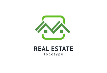 Abstract real estate agent logo icon vector design. Rent, sale of real estate vector logo, House cleaning, home security, real estate auction. Vector building logo concept.