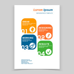 Brochure cover or web banner design with numbered steps