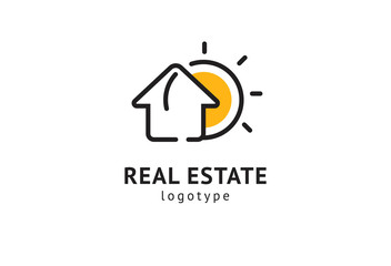Abstract real estate agent logo icon vector design. Rent, sale of real estate vector logo, House cleaning, home security, real estate auction. Vector building logo concept.
