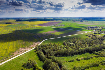 Fields and roads in latvian countryside.