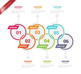 Infographic template with numbers 6 option can be used for workflow layout, diagram, number step up options.
