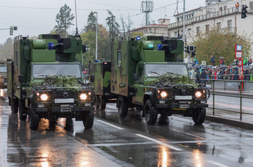 Obraz premium Armour off road vehicle on military parade in Prague, Czech Republic