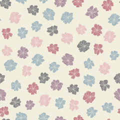 Anemone or windflower poppies flowers background. Floral vector seamless pattern with hand drawn elements in pastel colores.