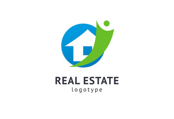 Abstract real estate agent logo icon vector design. Rent, sale of real estate vector logo, House cleaning, home security, real estate auction. Vector building logo concept.