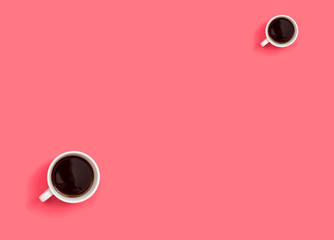 Two coffee cup overhead view flat lay