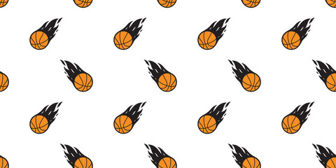 basketball Seamless pattern vector fire sport tile background scarf isolated repeat wallpaper doodle