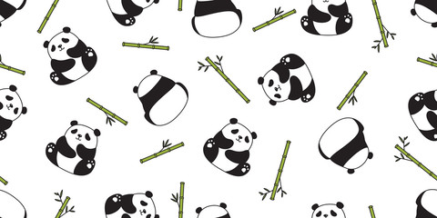 Bear panda seamless pattern vector polar bear bamboo teddy scarf isolated repeat wallpaper tile background cartoon character doodle illustration © CNuisin