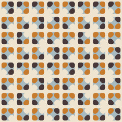Geometric seamless pattern. Vector background with simple shapes like semi cirles and squares in neutral muted pastel colors.