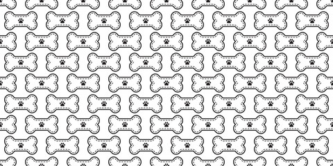 Dog bone seamless pattern vector paw footprint pet french bulldog cartoon scarf isolated repeat wallpaper tile background illustration doodle white