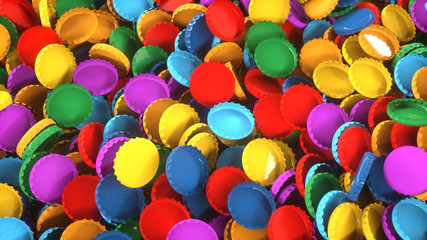 3d render. Multi-colored caps
